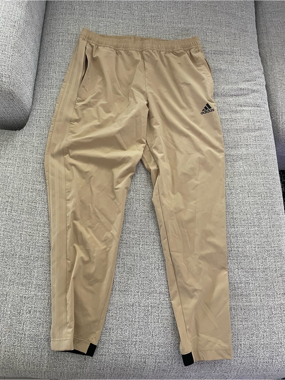 adidas Khaki tack Pants with monochrome side stripes